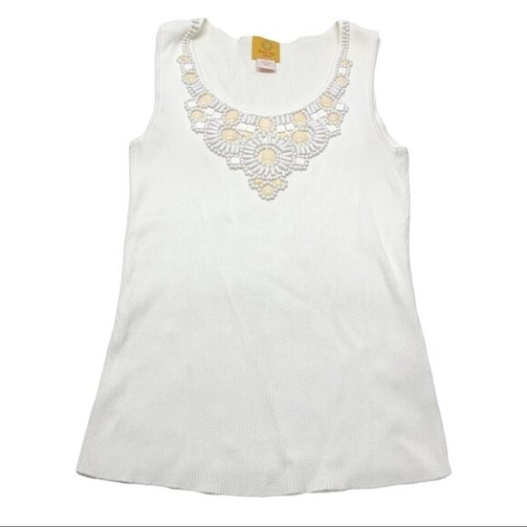 • Ruby Rd Beaded Ribbed Tanks Black Ivory E3 - Picture 4 of 12